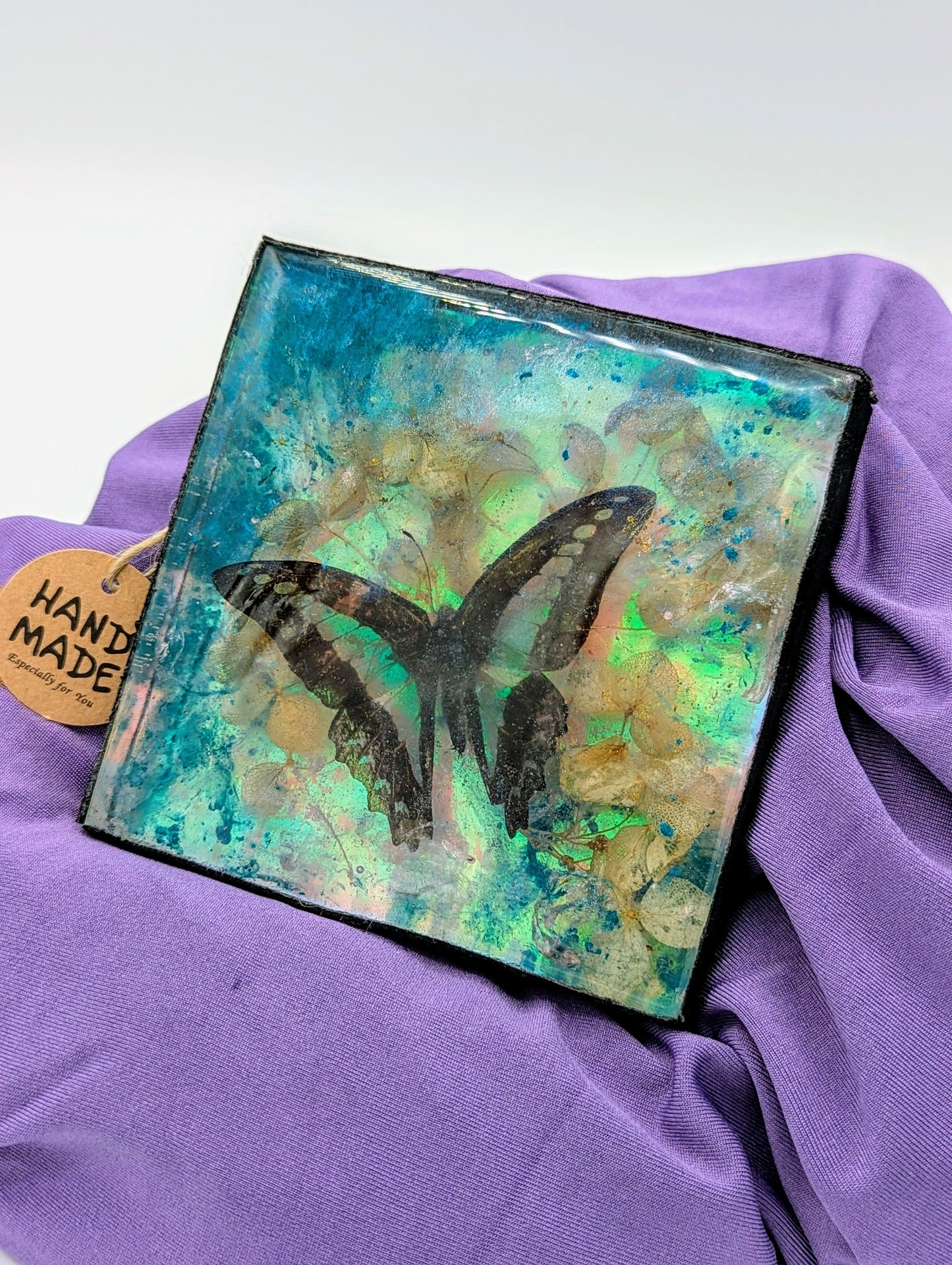 Butterfly / Insect Resin Art 4"x4"